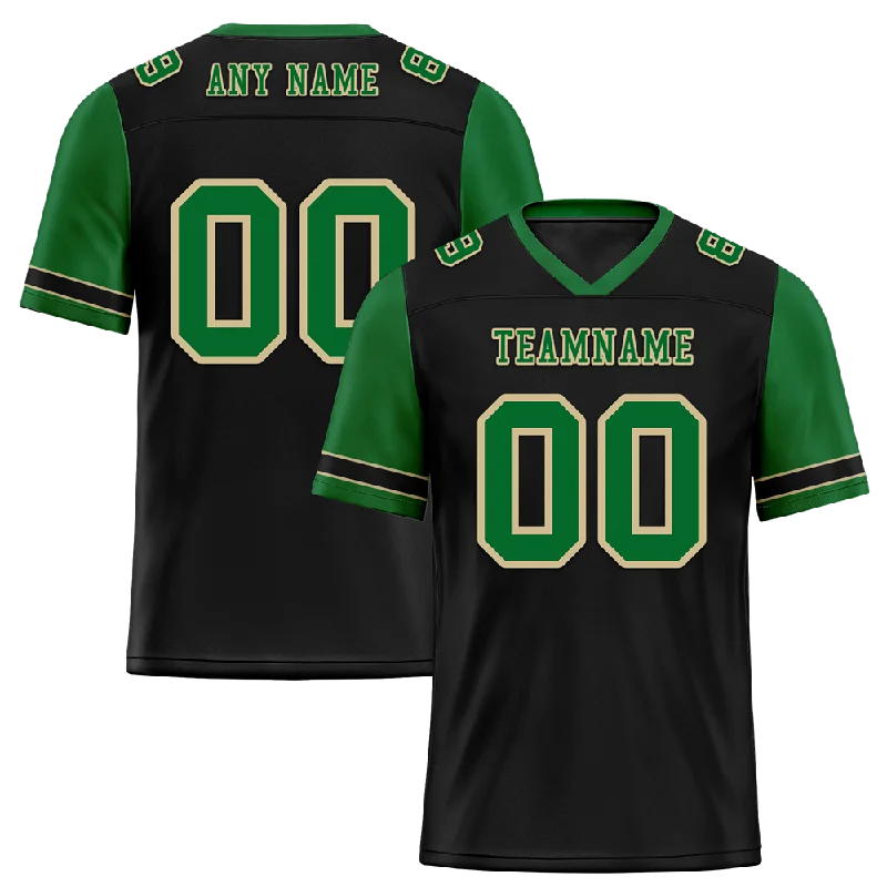 Soccer jersey with moisture management for athletes-Custom Black Green Two Tone Green Personalized Authentic Football Jersey FBJ02-bc0f097