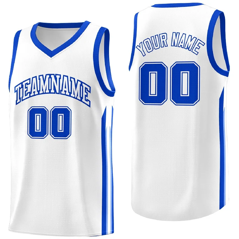 Authentic soccer jersey for sports memorabilia-Authentic basketball jersey for sports memorabilia-Custom White Royal Classic Tops Fashion Sportwear Basketball Jersey