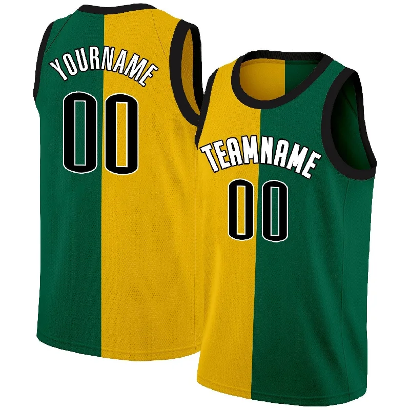 Custom soccer jersey for fans looking for style-Custom basketball jersey for fans looking for style-Custom Yellow Green -White Split Fashion Tops Basketball Jersey