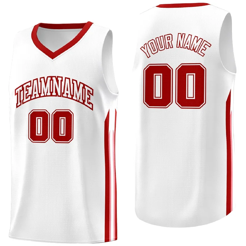 Personalized soccer jersey for high school and college teams-Personalized basketball jersey for high school and college teams-Custom White Red Classic Tops Fashion Sportwear Basketball Jersey