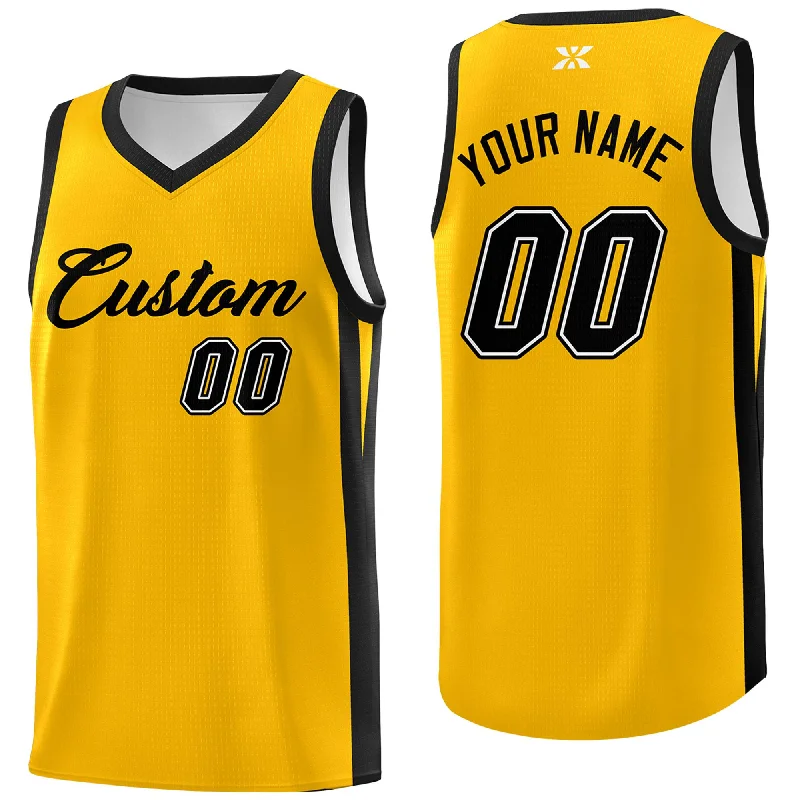 Custom soccer jersey with embroidery and design choices-Custom basketball jersey with embroidery and design choices-Custom Yellow Black Classic Tops Outdoor Sports Basketball Jersey