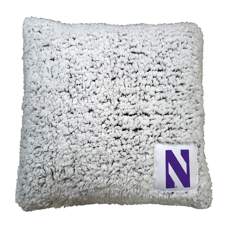 Custom team bedding with unique fan graphics-Northwestern Frosty Throw Pillow