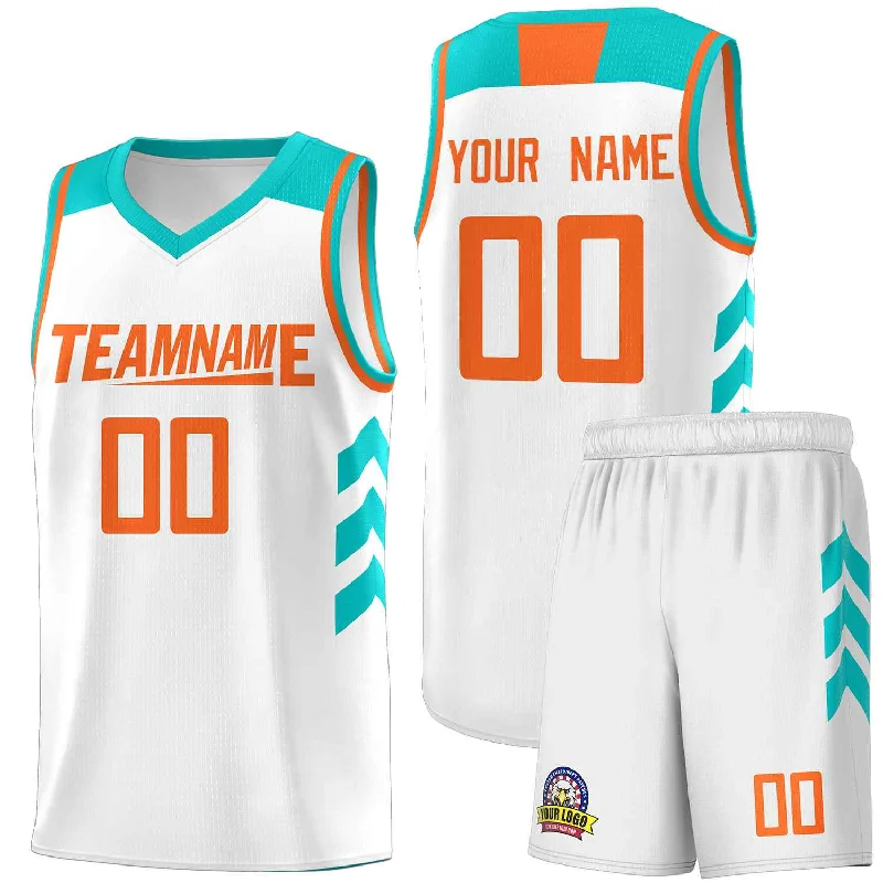 Personalized soccer jersey for sports enthusiasts-Personalized basketball jersey for sports enthusiasts-Custom White Orange Classic Sets Sports Uniform Basketball Jersey