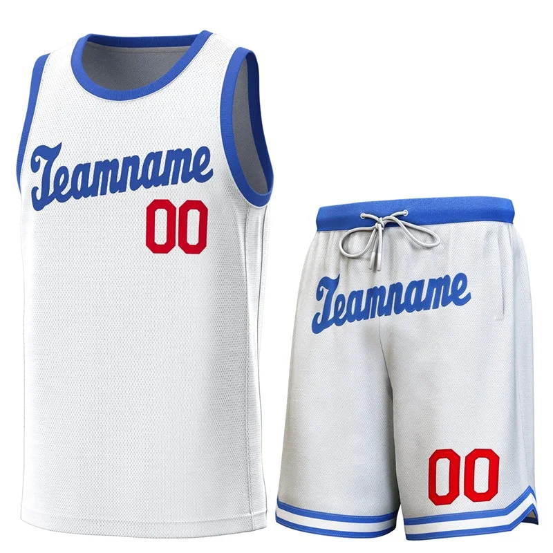 Soccer jersey with breathable fabric for comfort-Basketball jersey with breathable fabric for comfort-Custom White Red-Royal Classic Sets Basketball Jersey