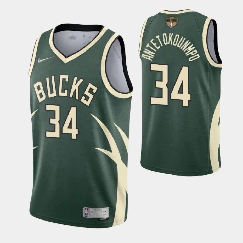 Personalized soccer jersey with vibrant color schemes-Personalized basketball jersey with vibrant color schemes-Giannis Antetokounmpo Milwaukee Bucks Earned Finals Jersey