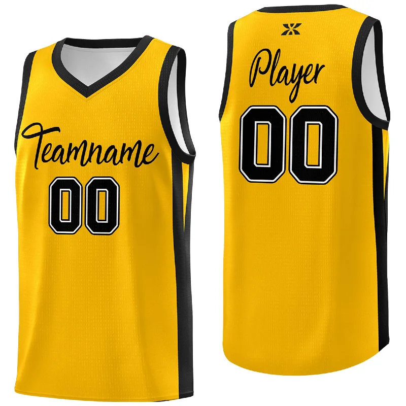 Personalized soccer jersey with vibrant color schemes-Personalized basketball jersey with vibrant color schemes-Custom Yellow Black Classic Tops Sports Personalized Basketball Jersey