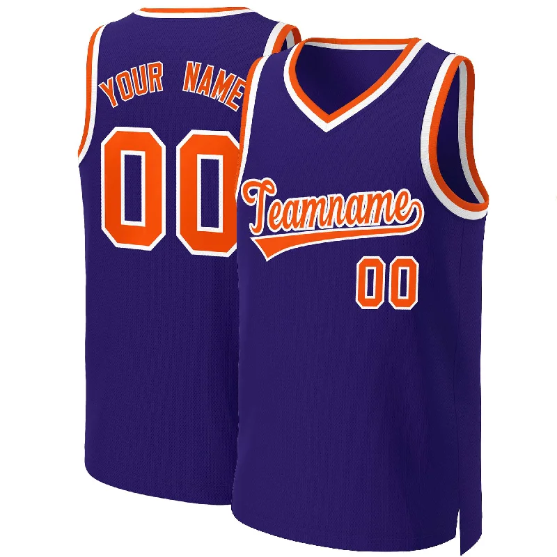 Soccer jersey with team colors and design-Basketball jersey with team colors and design-Custom Purple Orange-White Classic Tops Basketball Jersey