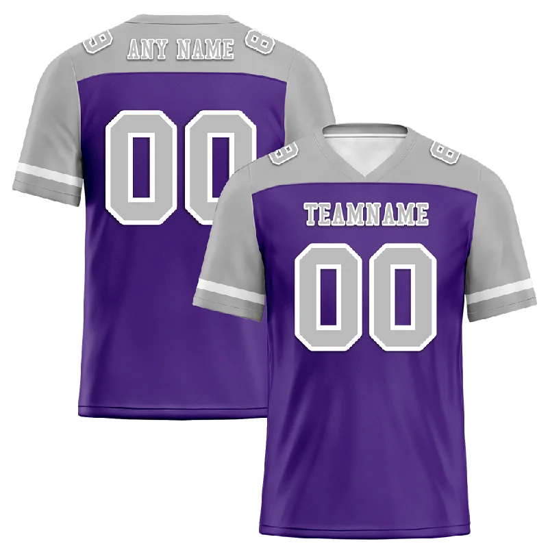 Custom soccer jersey for fans looking for style-Custom Purple Grey Raglan Sleeves Grey Personalized Authentic Football Jersey FBJ02-bc0f0b0