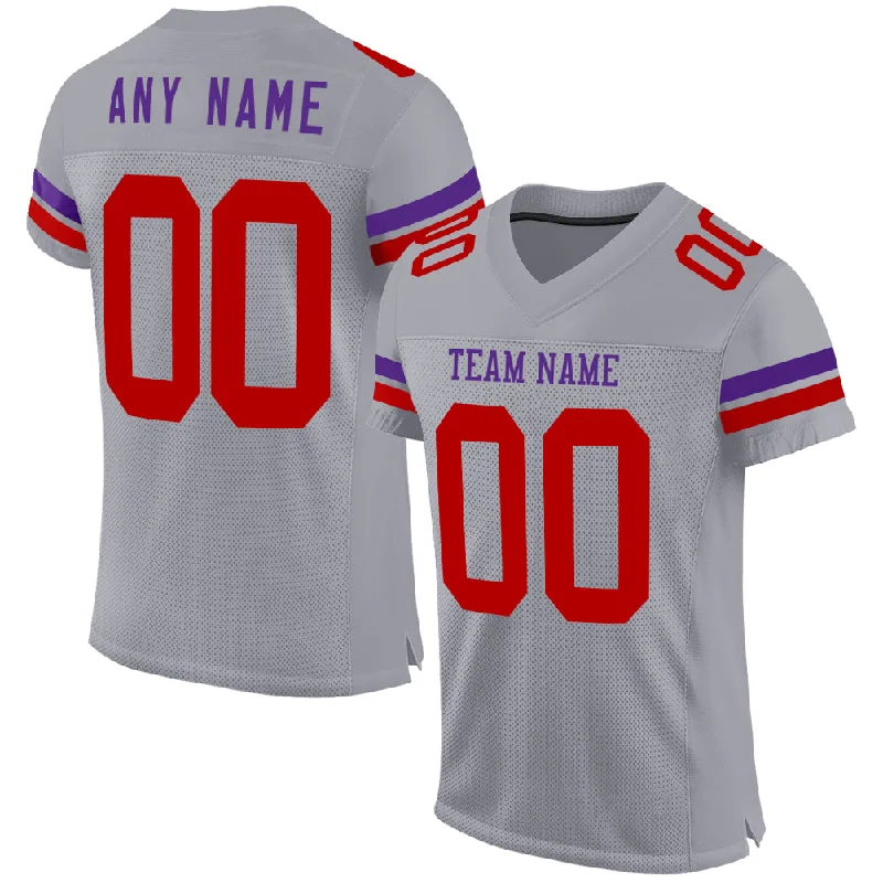 Custom soccer jersey for fans looking for style-Custom Gray Red-Purple Mesh Authentic Football Jersey