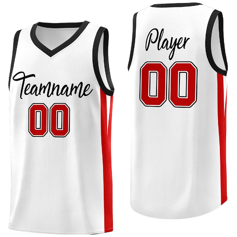 Custom soccer jersey for fan events and parades-Custom basketball jersey for fan events and parades-Custom White White Classic Tops Mesh Sport Basketball Jersey