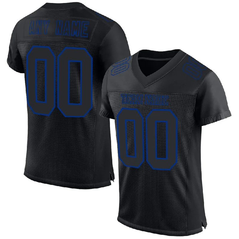 Soccer jersey with advanced fabric technology-Custom Black Royal Mesh Authentic Football Jersey