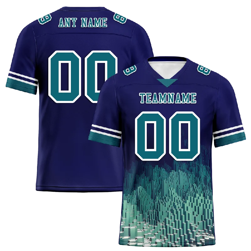 Custom soccer jersey for youth soccer leagues-Custom Blue 3D Pattern Aqua Personalized Authentic Football Jersey FBJ02-bc0fae9