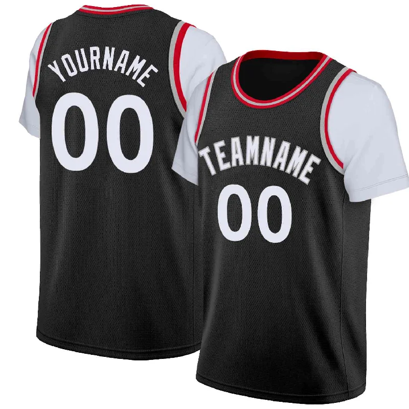 Soccer jersey for fans who love their team-Basketball jersey for fans who love their team-Custom Black White-Gray Classic Tops Casual Fake Sleeve Basketball Jersey