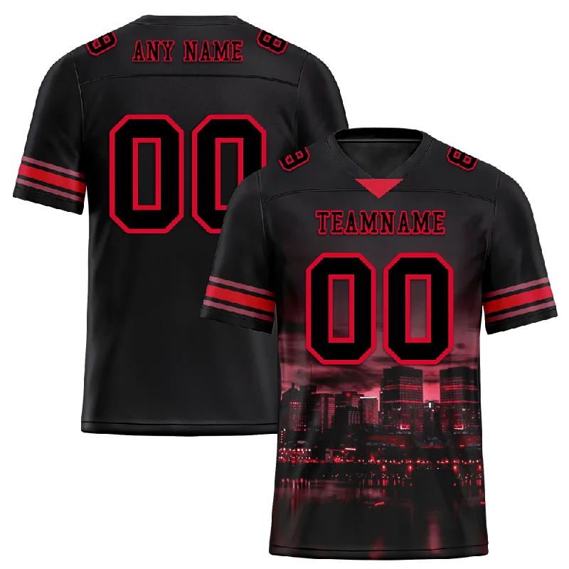 Soccer jersey for high school teams-Custom Black Graffiti Pattern Black Personalized Authentic Football Jersey FBJ02-bc0fad0