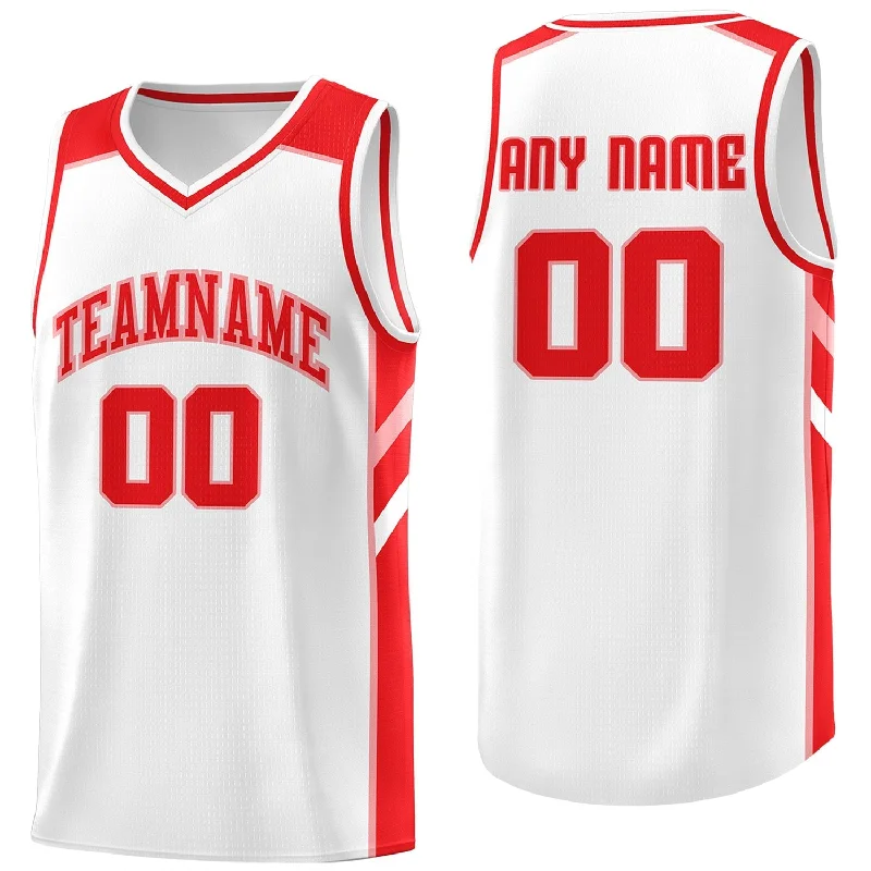 Soccer jersey with sporty designs for streetwear-Basketball jersey with sporty designs for streetwear-Custom White Red Classic Tops Athletic Basketball Jersey