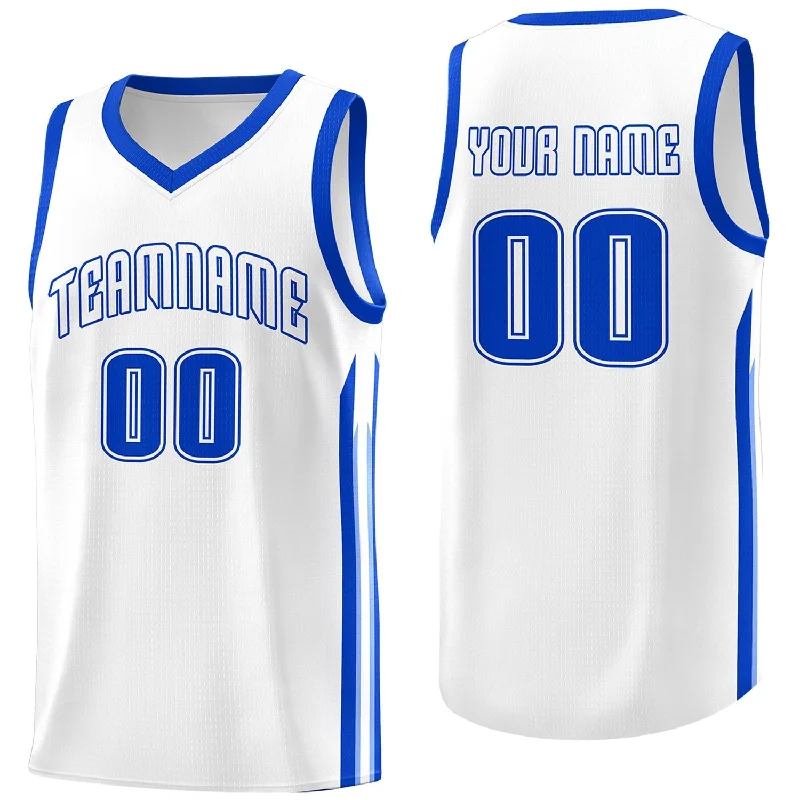 Soccer jerseys with custom patches and designs-Basketball jerseys with custom patches and designs-Custom White Royal Classic Tops Athletic Casual Basketball Jersey