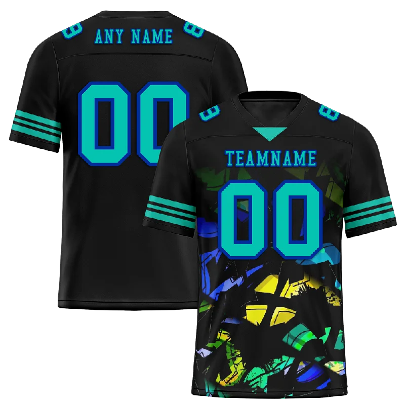 Personalized soccer jersey for casual wear-Custom Black Tie Dye Aqua Personalized Authentic Football Jersey FBJ02-bc0fa7f