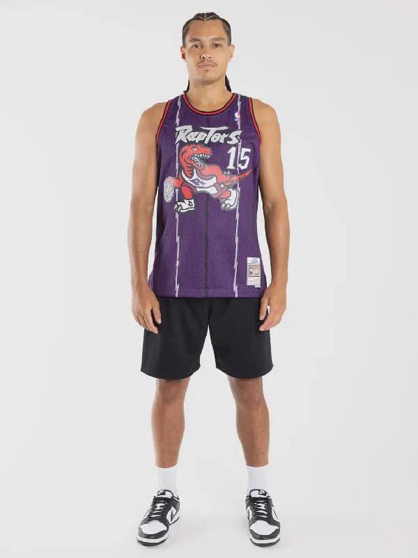 Team soccer jersey with matching accessories-Team basketball jersey with matching accessories-Mitchell and Ness Raptors Swingman Jersey - Carter 98-99 Road/Purple