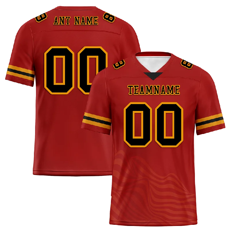 Soccer jerseys with custom patches and designs-Custom Red Sleeve Stripes Black Personalized Authentic Football Jersey FBJ02-bc0f0dd