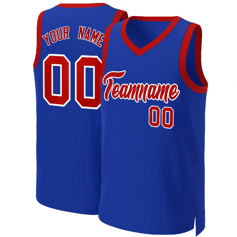 Retro-style soccer jersey with team branding-Retro-style basketball jersey with team branding-Custom Royal Red-White Classic Tops Basketball Jersey