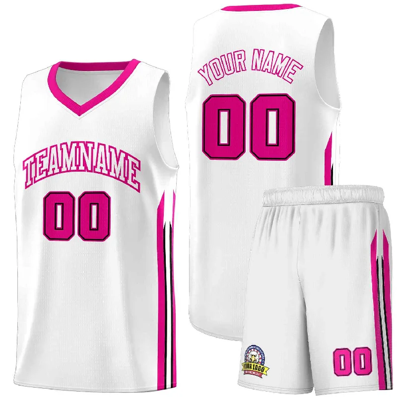 Retro-inspired soccer jersey with classic look-Retro-inspired basketball jersey with classic look-Custom White Pink Classic Sets Sports Uniform Basketball Jersey