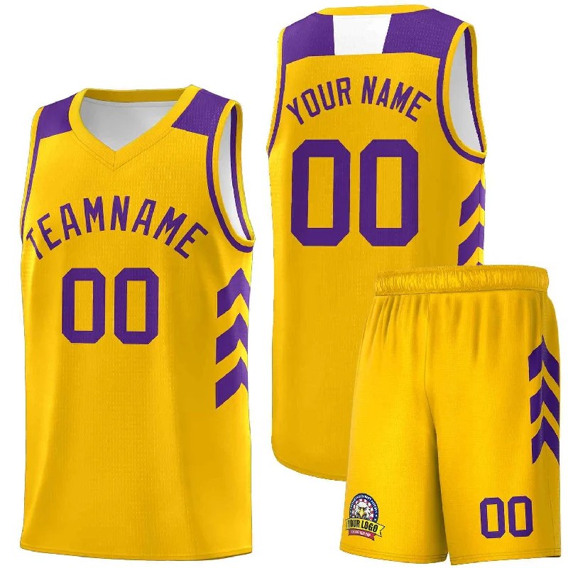 Personalized soccer jersey for fans of all ages-Personalized basketball jersey for fans of all ages-Custom Yellow Purple Classic Sets Sports Uniform Basketball Jersey