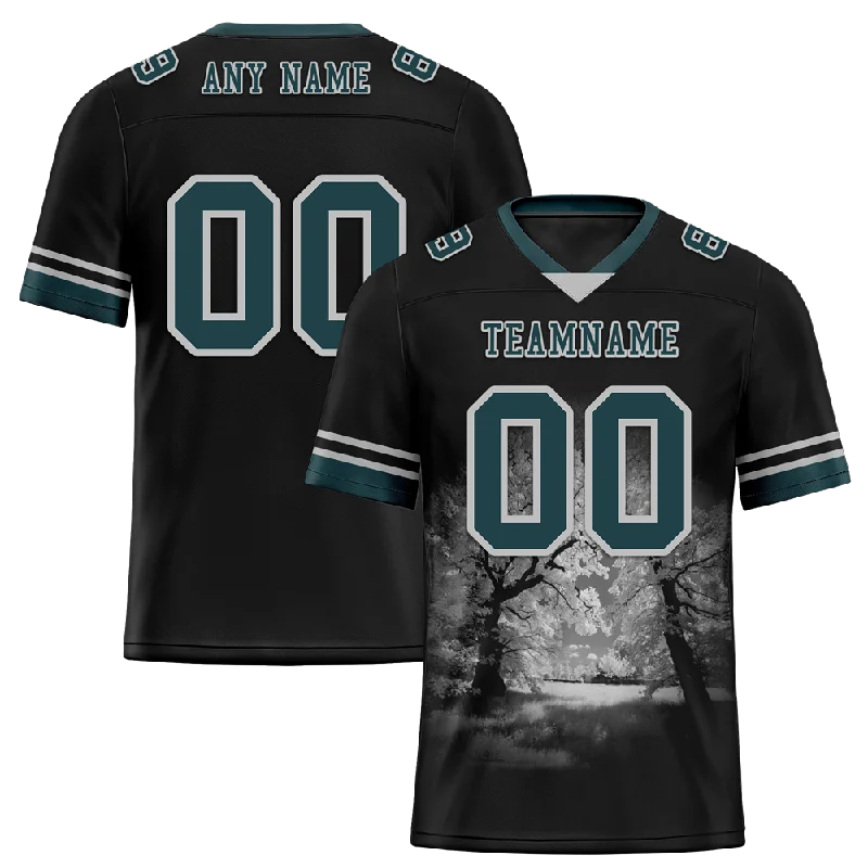 Soccer jersey with custom team branding-Custom Black 3D Pattern Aqua Personalized Authentic Football Jersey FBJ02-bc0fafd