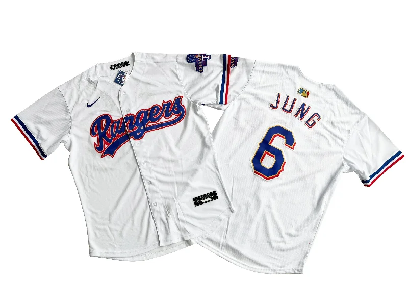 Baseball jersey with stylish details for fashion-conscious fans-Men's Texas Rangers 6# Josh Jung White 2024 Gold Collection Limited Player Jersey