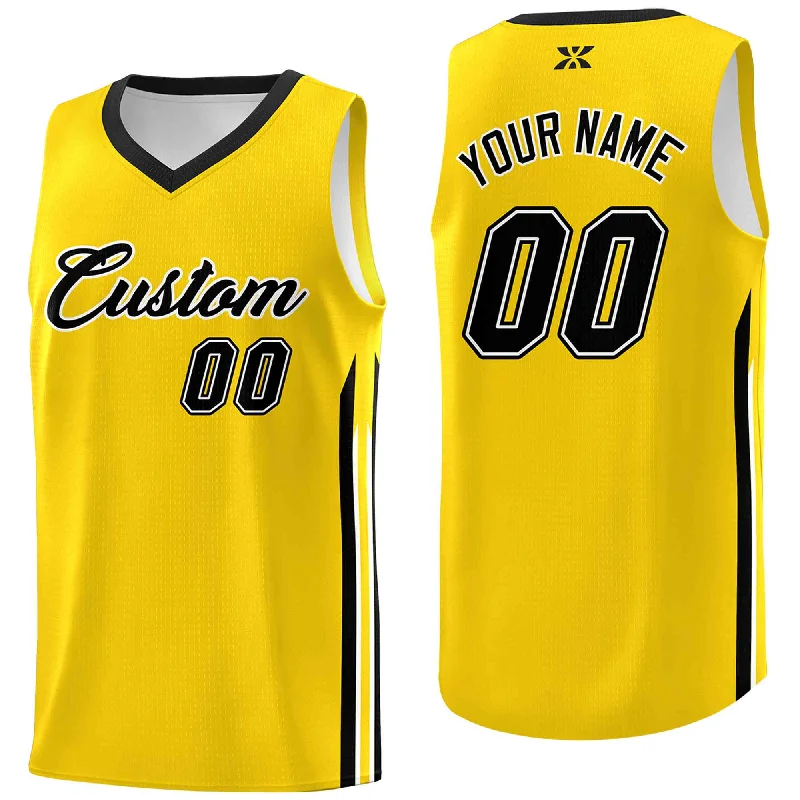 Soccer jersey with advanced fabric technology-Basketball jersey with advanced fabric technology-Custom Yellow Black-Classic Tops Mesh Sport Basketball Jersey