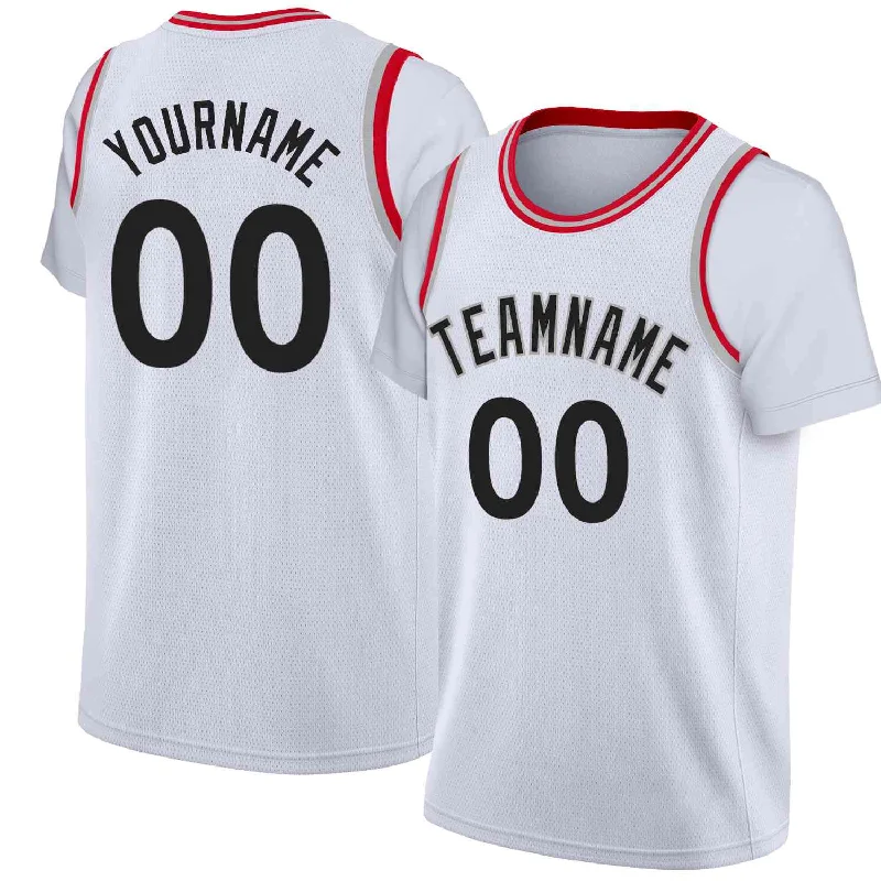 Custom soccer jersey for fan events and parades-Custom basketball jersey for fan events and parades-Custom White Black-Gray Classic Tops Casual Fake Sleeve Basketball Jersey