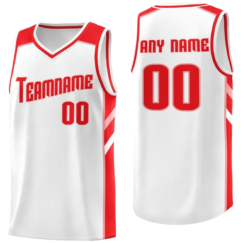 Custom soccer jersey for fans looking for style-Custom basketball jersey for fans looking for style-Custom White Red Classic Tops Sport Game Basketball Jersey