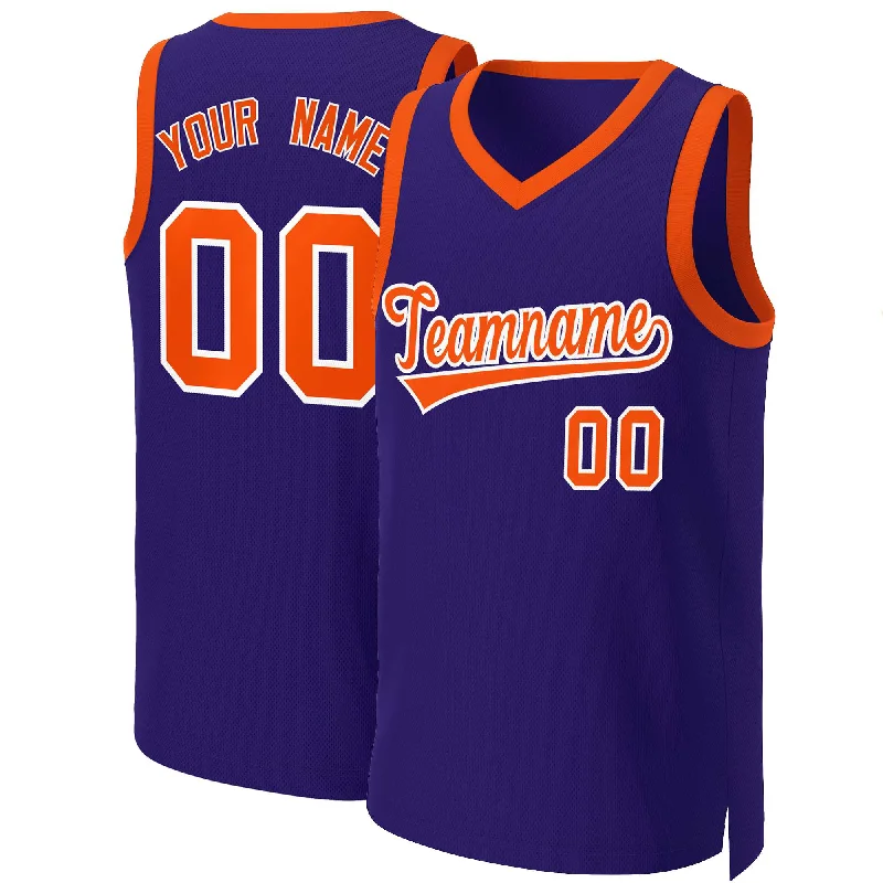 Personalized soccer jersey for team pride-Personalized basketball jersey for team pride-Custom Purple Orange-White Classic Tops Basketball Jersey