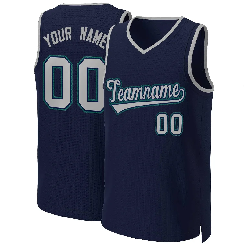 Personalized soccer jersey with player names and designs-Personalized basketball jersey with player names and designs-Custom Navy Gray-Navy Classic Tops Basketball Jersey