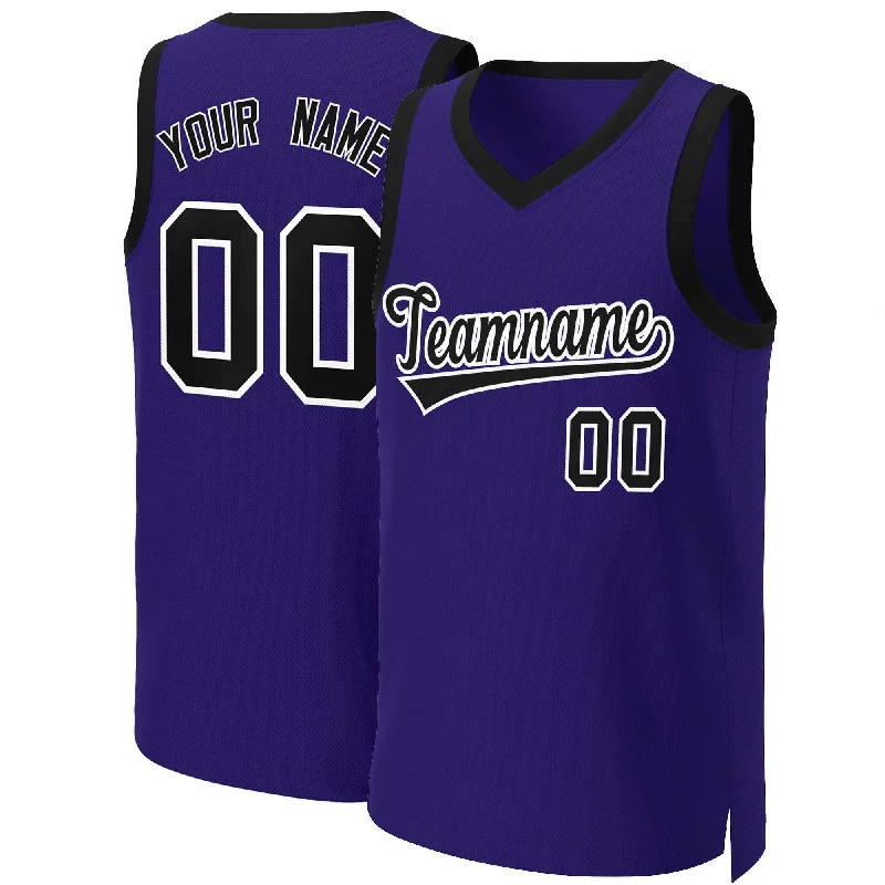 Soccer jersey with custom team branding-Basketball jersey with custom team branding-Custom Purple Black-White Classic Tops Basketball Jersey