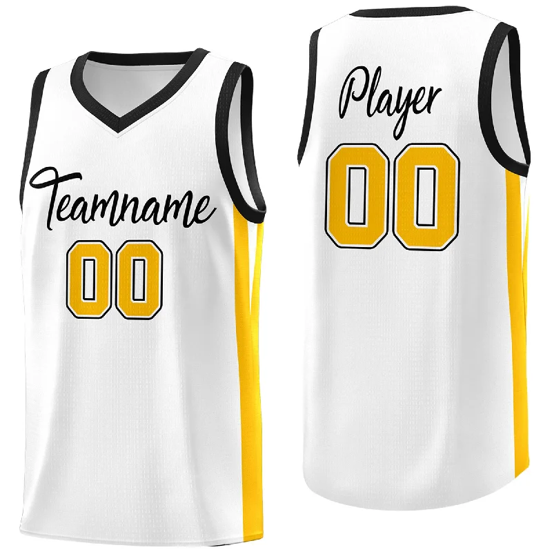 Personalized soccer jersey for team photo sessions-Personalized basketball jersey for team photo sessions-Custom White White Classic Tops Mesh Sport Basketball Jersey