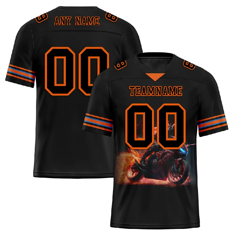 Soccer jersey for casual and professional athletes-Custom Black Orange Drift Fashion Black Personalized Authentic Football Jersey FBJ02-bc0fb0e