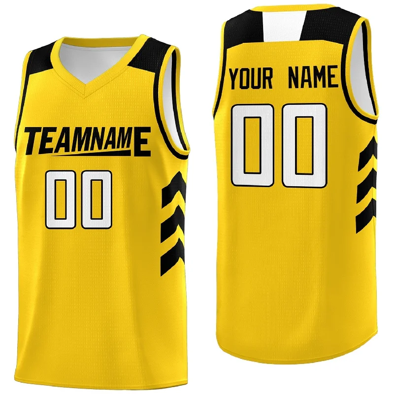 Custom soccer jersey with artistic flair and designs-Custom basketball jersey with artistic flair and designs-Custom Yellow Black-White Classic Tops Mesh Sport Basketball Jersey