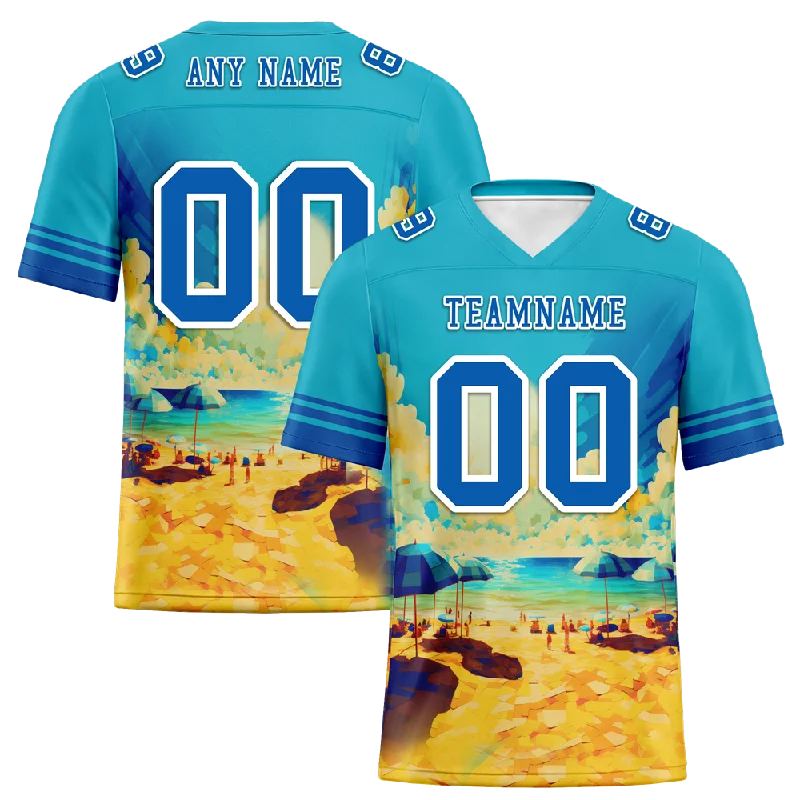 Custom soccer jersey for casual sports lovers-Custom Aqua Hawaii Blue Personalized Authentic Football Jersey FBJ02-bc0fa97