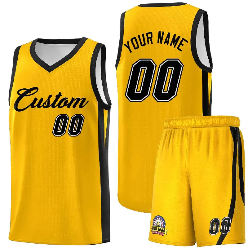 Custom soccer jersey for casual sports lovers-Custom basketball jersey for casual sports lovers-Custom Yellow Black Classic Sets Sports Uniform Basketball Jersey