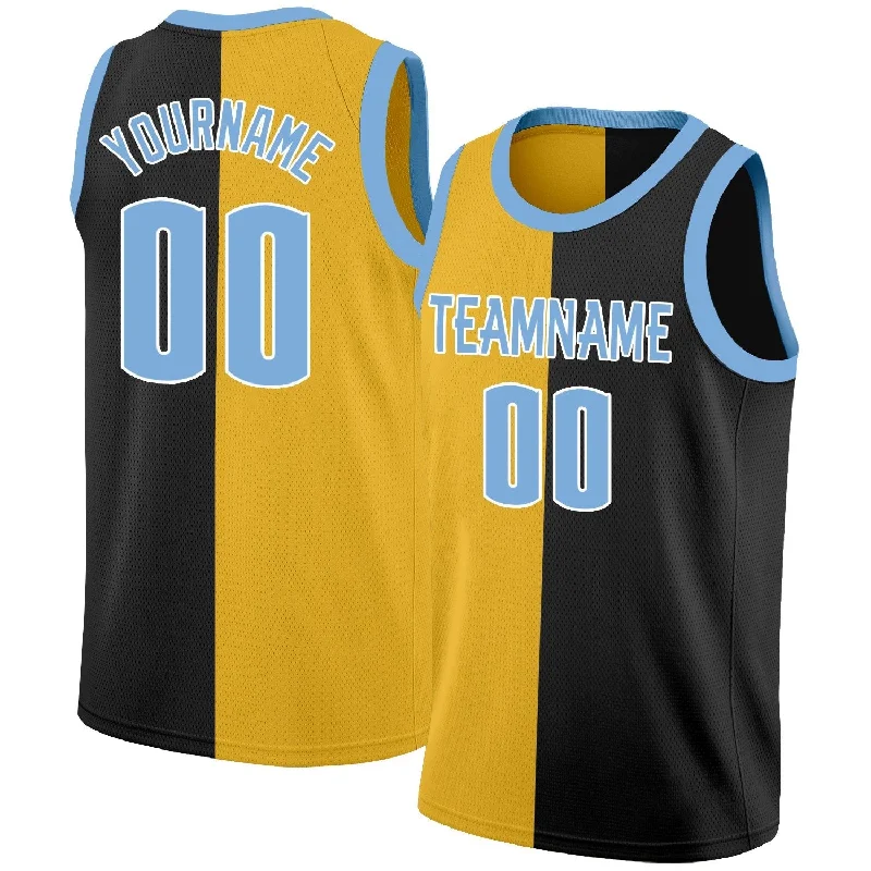 Personalized soccer jersey for casual outings-Personalized basketball jersey for casual outings-Custom Yellow Black Split Fashion Tops Basketball Jersey