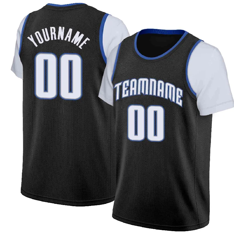 Personalized soccer jersey for team photo sessions-Personalized basketball jersey for team photo sessions-Custom Black White-Gray Classic Tops Casual Fake Sleeve Basketball Jersey