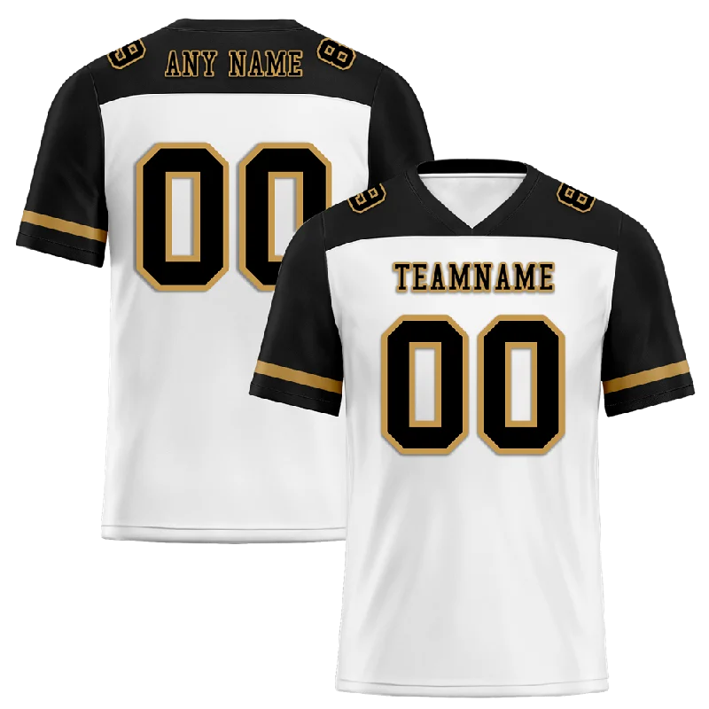 Custom soccer jersey with contemporary designs-Custom White Black Raglan Sleeves Black Personalized Authentic Football Jersey FBJ02-bc0f0a8