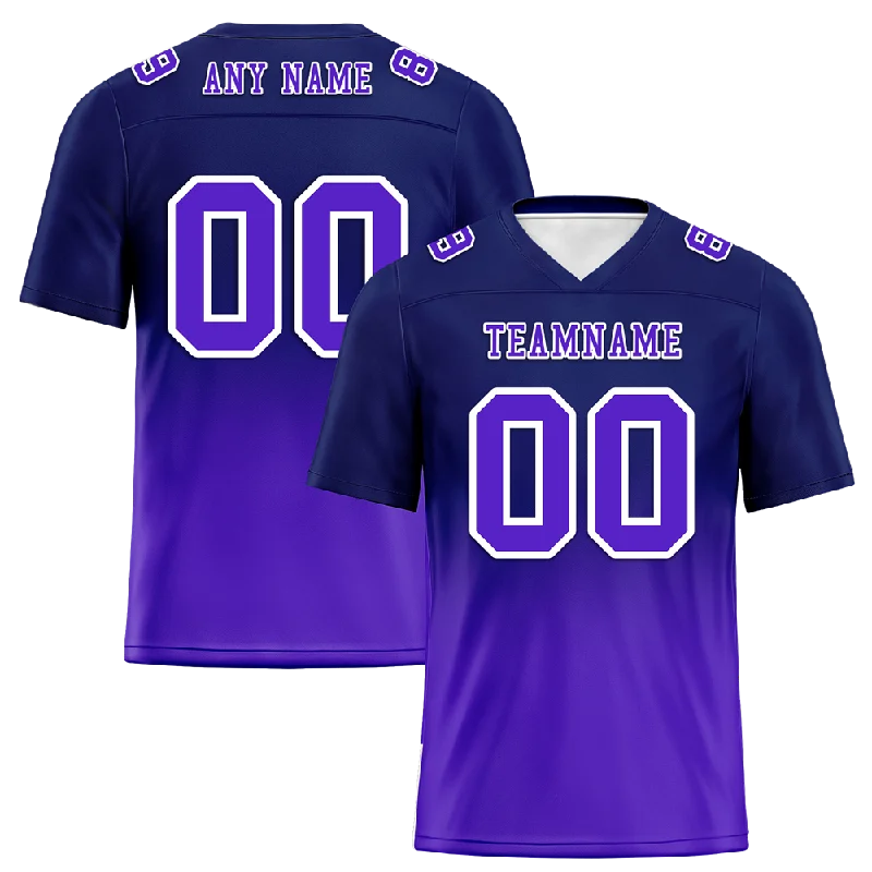 Soccer jersey with player names and numbers-Custom Black Purple Fade Fashion Purple Personalized Authentic Football Jersey FBJ02-bc0f0d0