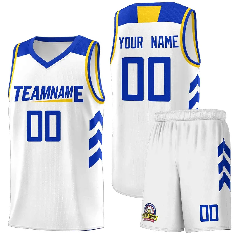 Custom soccer jersey for league championships-Custom basketball jersey for league championships-Custom White Royal Classic Sets Sports Uniform Basketball Jersey