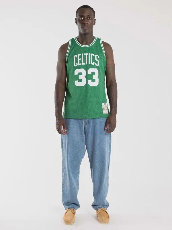 Soccer jersey for school sports events and activities-Basketball jersey for school sports events and activities-Mitchell and Ness Celtics Swingman Jersey - Larry Bird 85-86