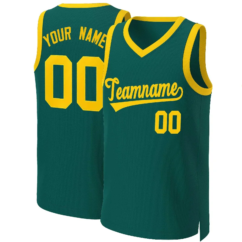 Custom soccer jersey with colorful and bold designs-Custom basketball jersey with colorful and bold designs-Custom Aqua Yellow Classic Tops Basketball Jersey