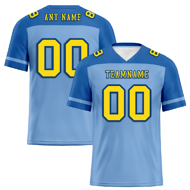 Soccer jersey with sporty designs for streetwear-Custom Aqua Raglan Sleeves Yellow Personalized Authentic Football Jersey FBJ02-bc0f0bb