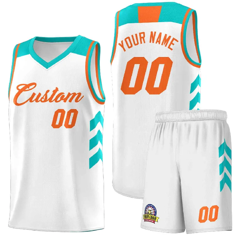 Custom soccer jersey for recreational leagues-Custom basketball jersey for recreational leagues-Custom White Orange Classic Sets Sports Uniform Basketball Jersey