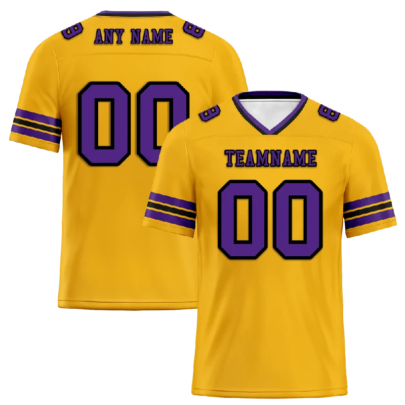 Custom soccer jersey for fan merchandise-Custom Yellow Sleeve Stripes Purple Personalized Authentic Football Jersey FBJ02-bc0f07c