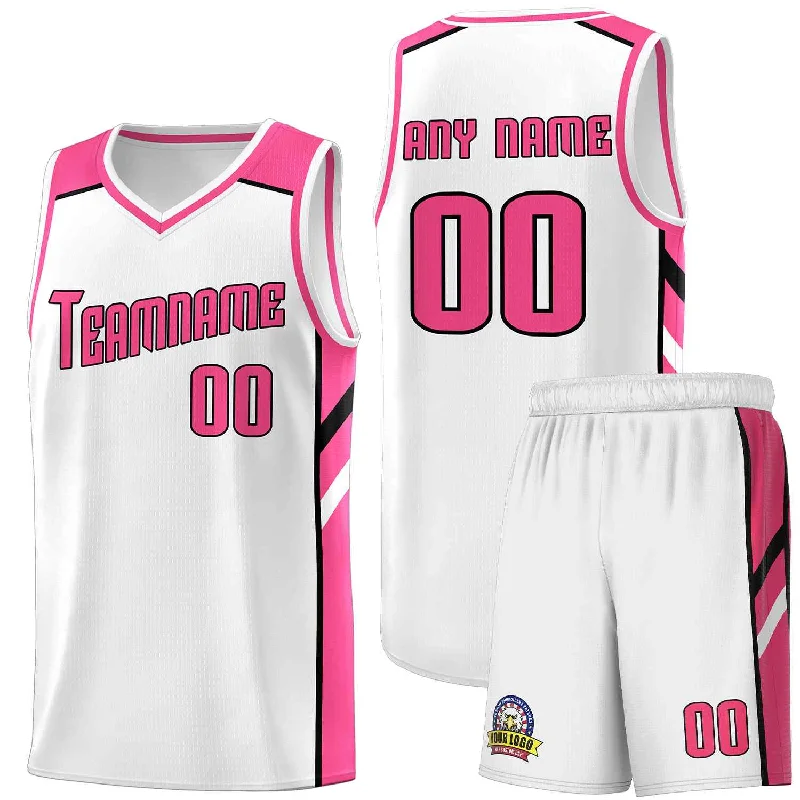 Personalized soccer jersey for team pride-Personalized basketball jersey for team pride-Custom White Pink-Black Classic Sets Sports Uniform Basketball Jersey